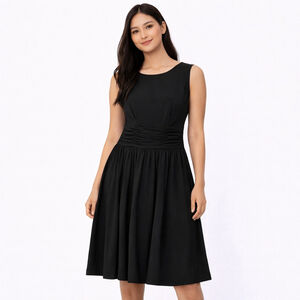 Taylor Woman Black Sleeveless Ruched Waist Dress Plus 16W NWT